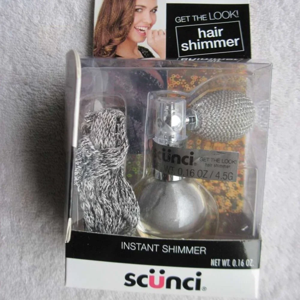 Scunci Instant Hair Shimmer Sparkling Glimmer Glitter Pink Silver Gold Ribbon